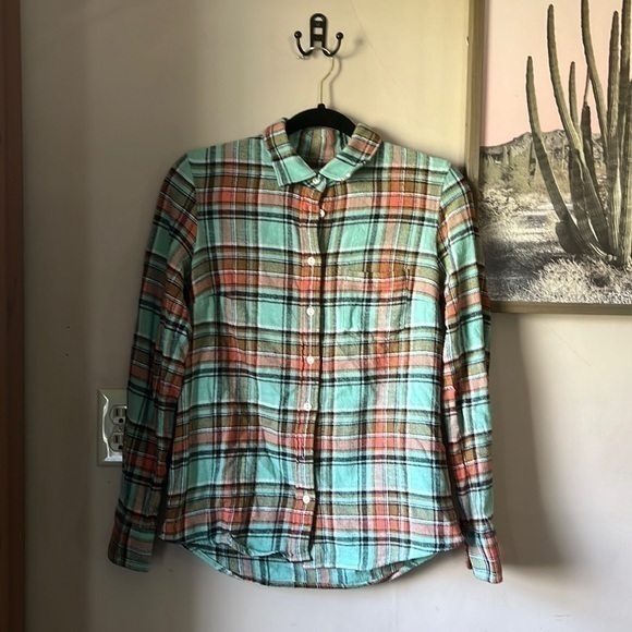 J. Crew Tops - ❤️FINAL SALE❤️ J. Crew The Boy Shirt Button Down Multicolor Flannel Size 0